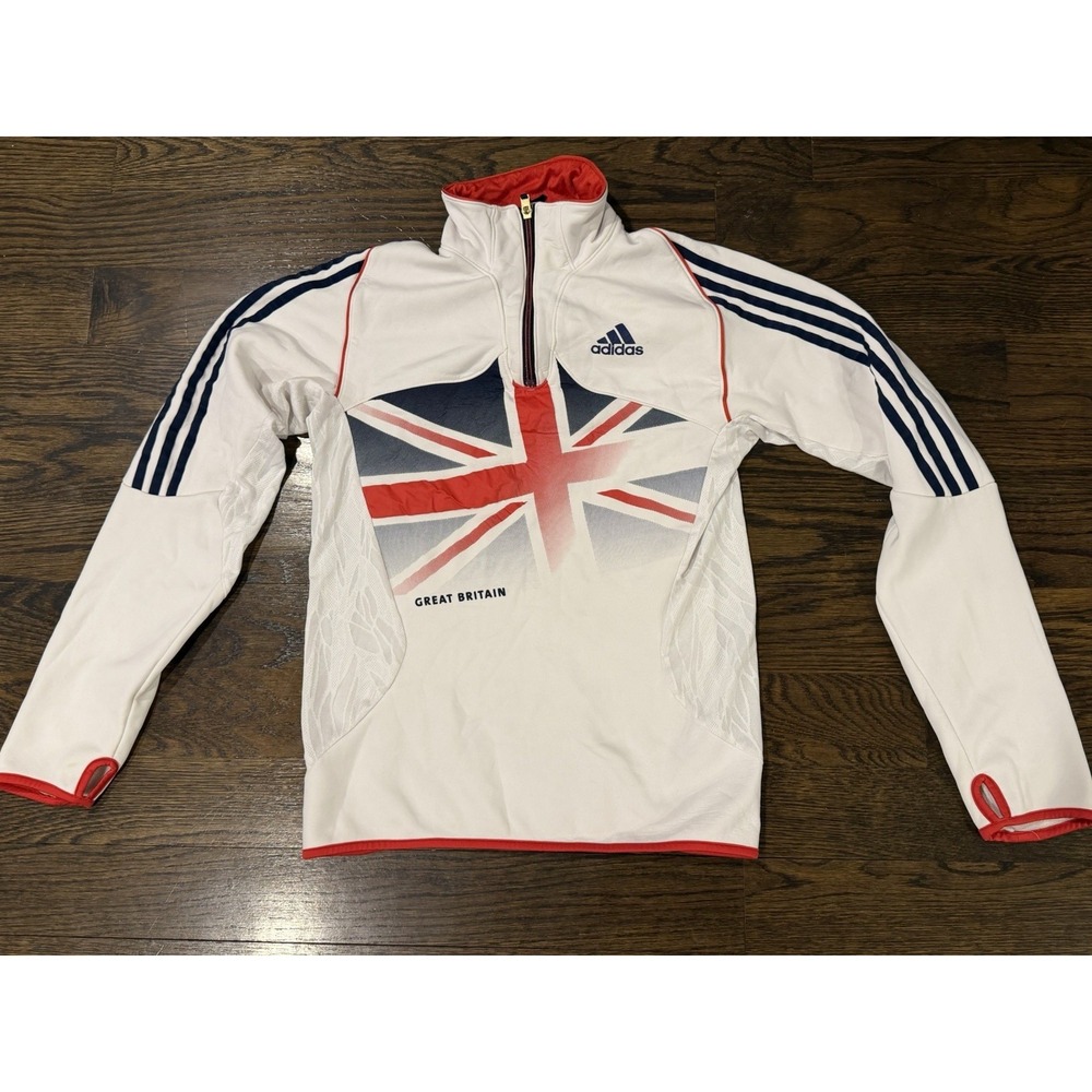 Vintage Adidas Team GB Olympic Great Britain Sweatshirt Track Top 1/4 Zip Small